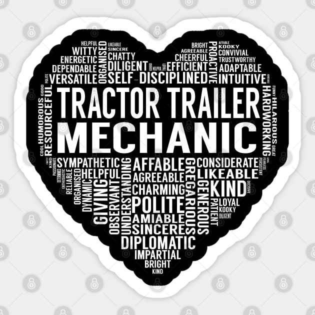 Tractor Trailer Mechanic Heart Sticker by LotusTee